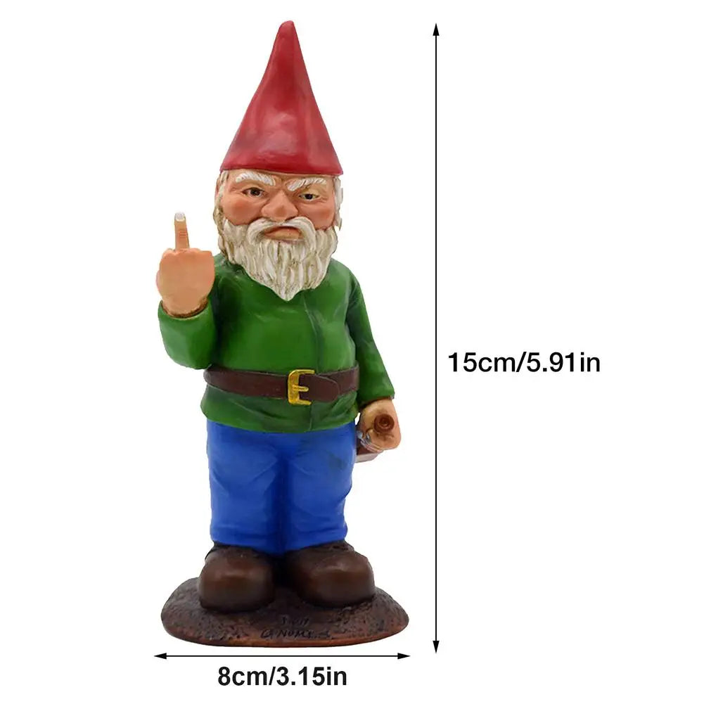 Naughty Garden Gnome Funny Middle Finger Garden Gnome Go Away Lawn Gnome Statue for Garden Decoration