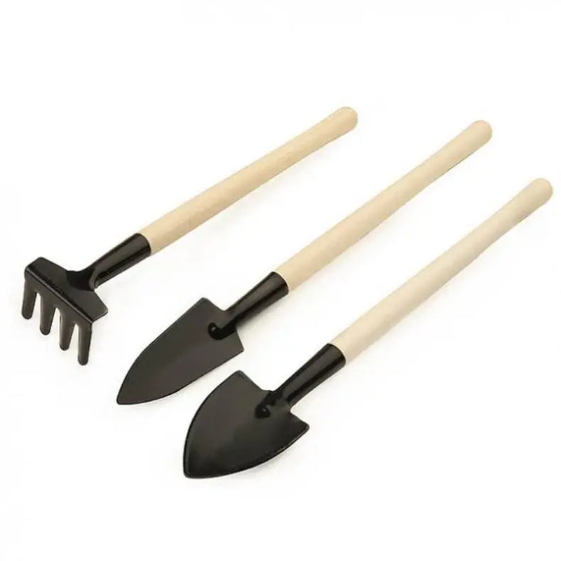 3Pcs/Lot Mini Garden Tools Small Shovel Rake Spade Wood Handle Metal Head Garden Tools Small Mini