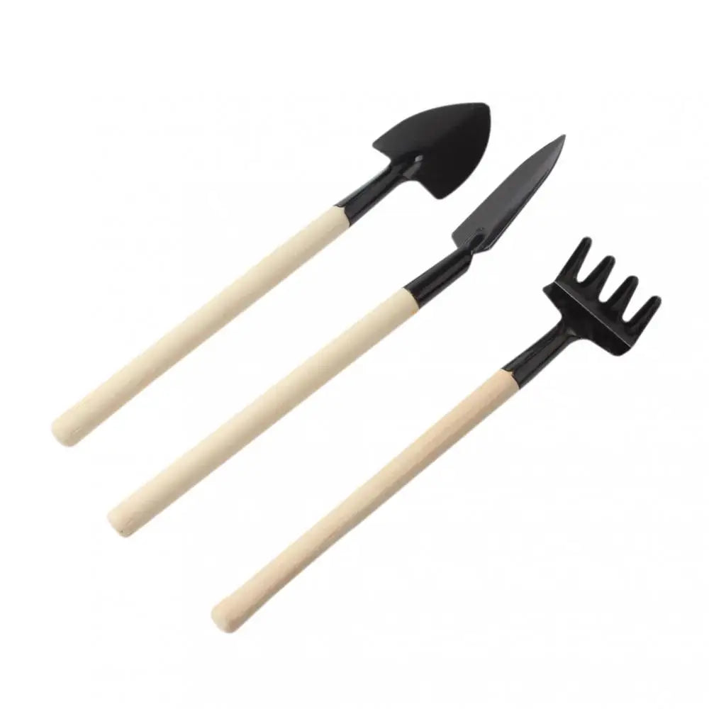 3Pcs/Lot Mini Garden Tools Small Shovel Rake Spade Wood Handle Metal Head Garden Tools Small Mini