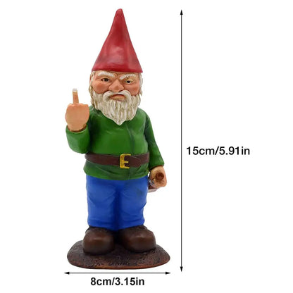 Naughty Garden Gnome Funny Middle Finger Garden Gnome Go Away Lawn Gnome Statue for Garden Decoration