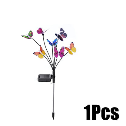 Solar Lights Outdoor Waterproof Garden Decor 6LED Butterfly Pathway Lights for Patio Yard Lawn Decor Lamp