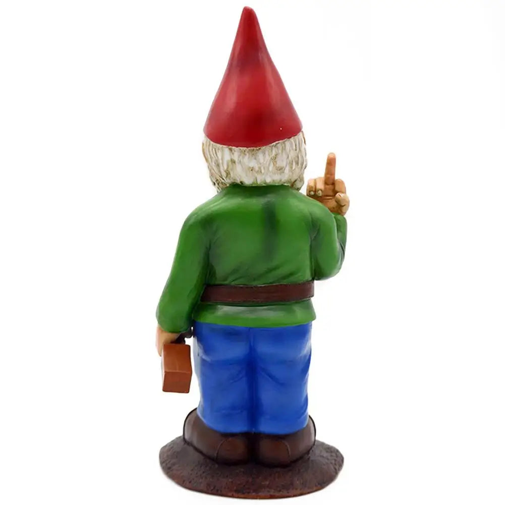 Naughty Garden Gnome Funny Middle Finger Garden Gnome Go Away Lawn Gnome Statue for Garden Decoration