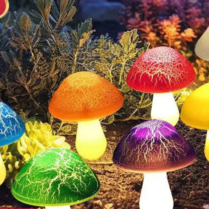 8 Pack Cracked Mushroom Solar Lights Halloween Christmas Multicolored Mushroom Lamp Waterproof Stake Lights Garden Decoration