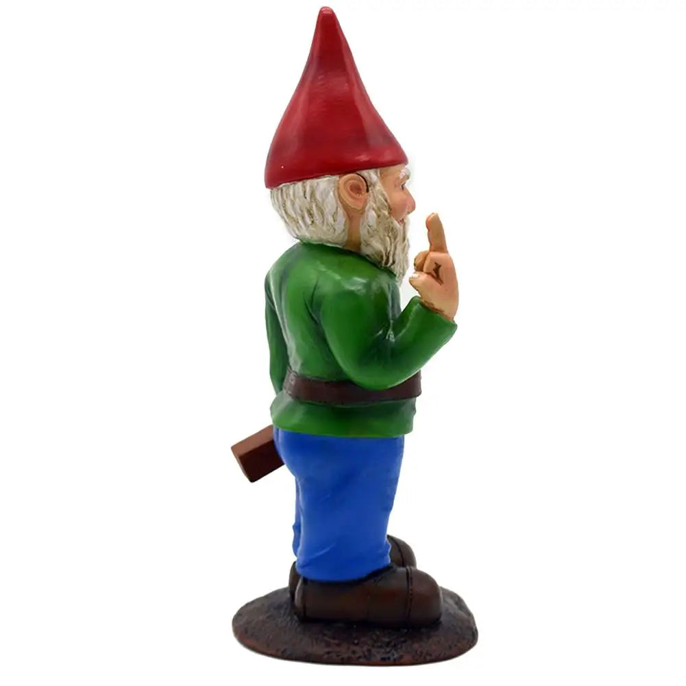 Naughty Garden Gnome Funny Middle Finger Garden Gnome Go Away Lawn Gnome Statue for Garden Decoration