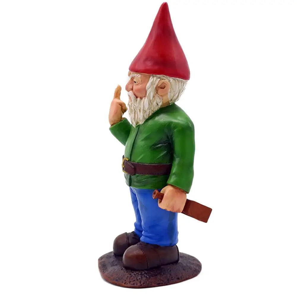 Naughty Garden Gnome Funny Middle Finger Garden Gnome Go Away Lawn Gnome Statue for Garden Decoration