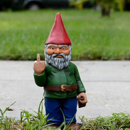Naughty Garden Gnome Funny Middle Finger Garden Gnome Go Away Lawn Gnome Statue for Garden Decoration