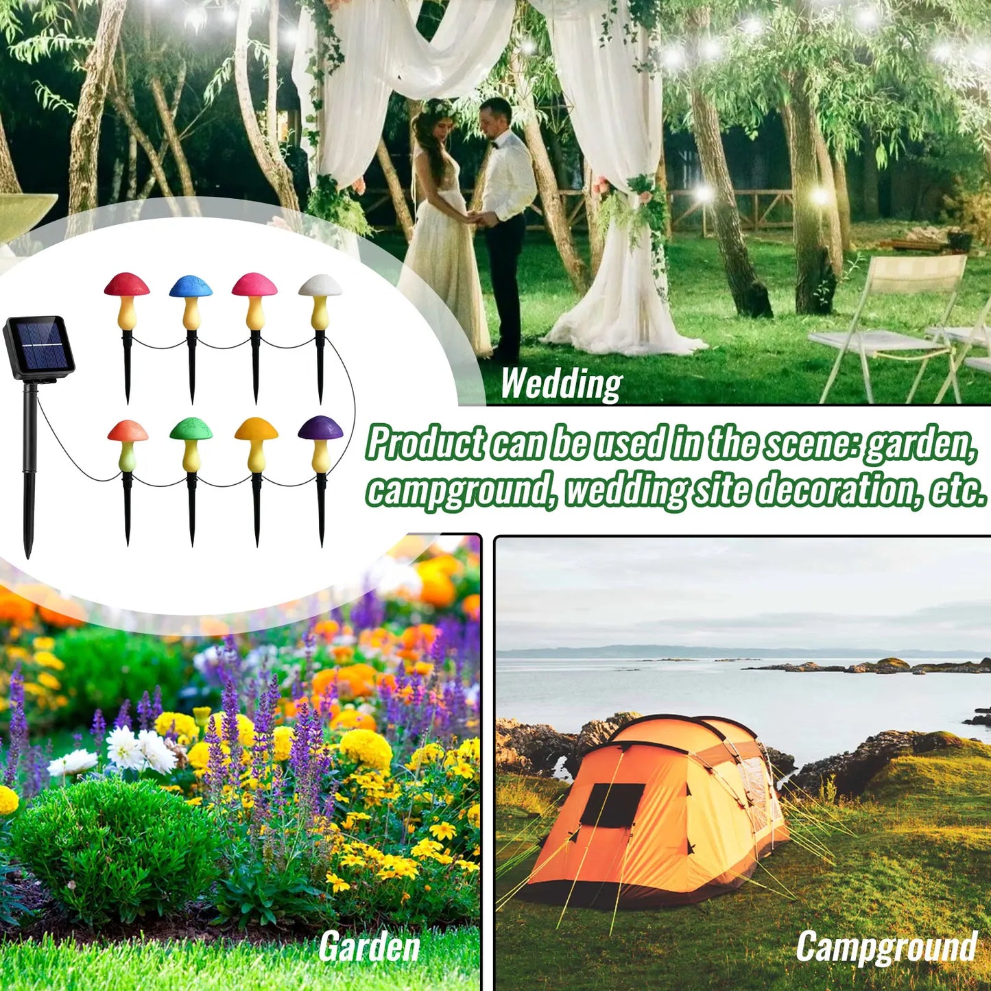 8 Pack Cracked Mushroom Solar Lights Halloween Christmas Multicolored Mushroom Lamp Waterproof Stake Lights Garden Decoration