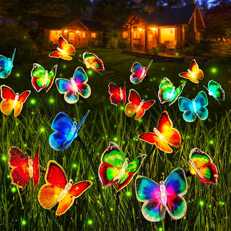 Solar Lights Outdoor Waterproof Garden Decor 6LED Butterfly Pathway Lights for Patio Yard Lawn Decor Lamp