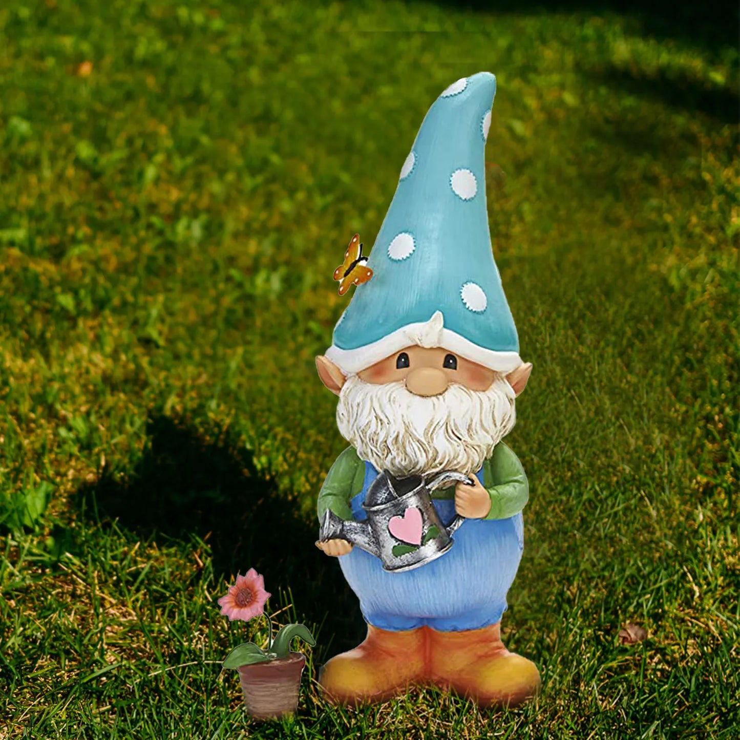 Gnome Garden Statue Decor Funny Gnomes Figurines Watering Suower outside Decoration for Patio Yard Lawn Porch Ornaments