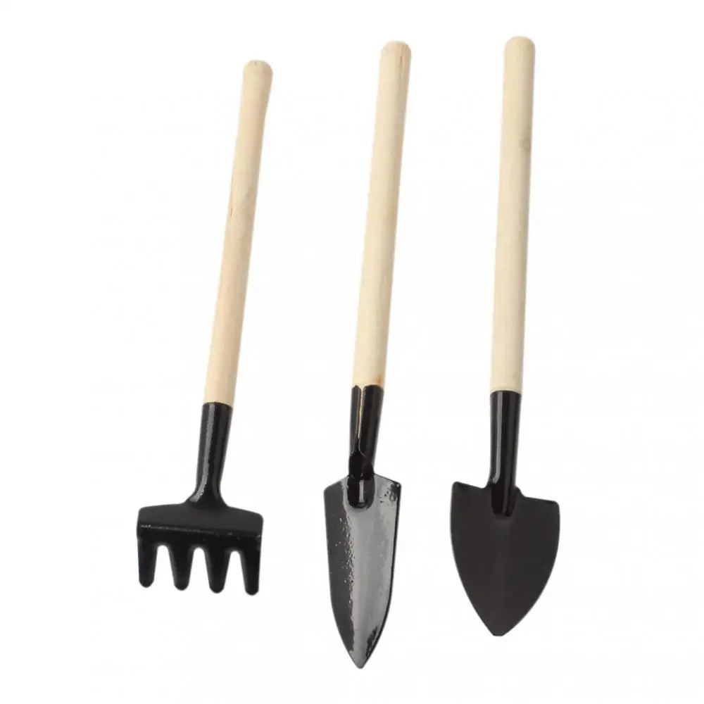 3Pcs/Lot Mini Garden Tools Small Shovel Rake Spade Wood Handle Metal Head Garden Tools Small Mini