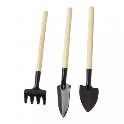 3Pcs/Lot Mini Garden Tools Small Shovel Rake Spade Wood Handle Metal Head Garden Tools Small Mini