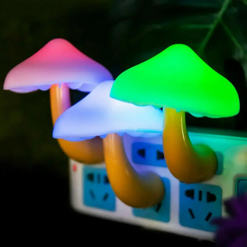 Mushroom Shape LED Night Lights Sensor Dusk to Dawn Bedroom Decor Wall Lamps for Kids Children'S Room Bedside Lamp US/EU Plug