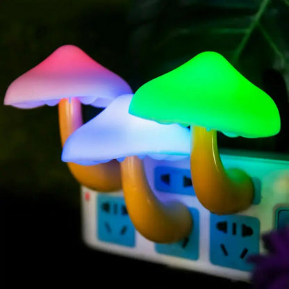 Mushroom Shape LED Night Lights Sensor Dusk to Dawn Bedroom Decor Wall Lamps for Kids Children'S Room Bedside Lamp US/EU Plug