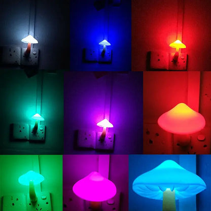 Mushroom Shape LED Night Lights Sensor Dusk to Dawn Bedroom Decor Wall Lamps for Kids Children'S Room Bedside Lamp US/EU Plug