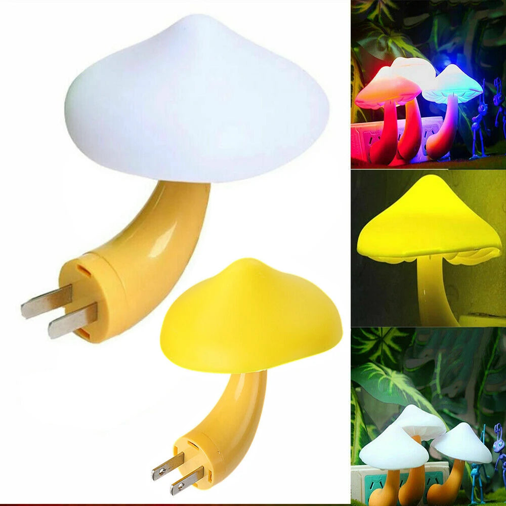 Mushroom Shape LED Night Lights Sensor Dusk to Dawn Bedroom Decor Wall Lamps for Kids Children'S Room Bedside Lamp US/EU Plug