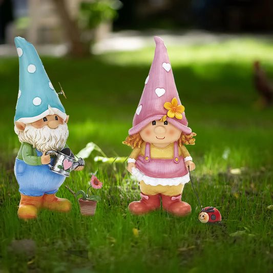 Gnome Garden Statue Decor Funny Gnomes Figurines Watering Suower outside Decoration for Patio Yard Lawn Porch Ornaments
