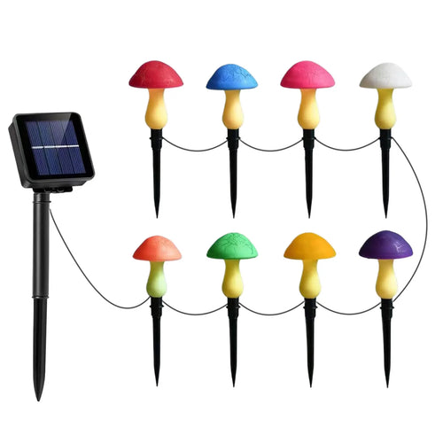 8 Pack Cracked Mushroom Solar Lights Halloween Christmas Multicolored Mushroom Lamp Waterproof Stake Lights Garden Decoration